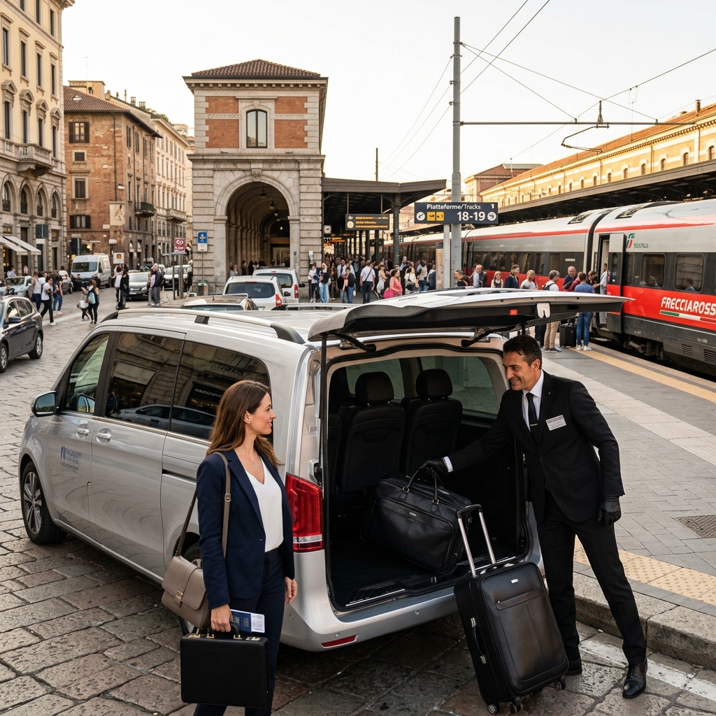 Veicolo NCC in attesa alla stazione ferroviaria di Bologna